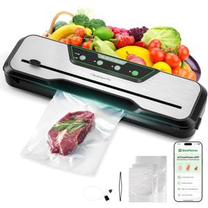 Automatic Food Vacuum Sealer Machine | Beelicious Pro 80KPa 8-In-1 Food Vacuum Saver with Starter Kits | 15 Bags, Pulse Function, Moist & Dry Mode and External VAC for Jars and Containers