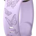 IKANFI Butterfly Engraved Bands Compatible with Apple Watch Band 41mm 40mm 38mm Women, Silicone Sport Strap for iWatch Series SE 10 9 8 7 6 5 4 3 2 1 UltraLV38