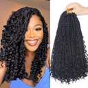 Goddess Bohemian Box Braids Crochet Hair - 14 Inch Curly Ends, 8 Packs Synthetic Braiding Hair Extensions for Black Women (14 Inch, 1B)