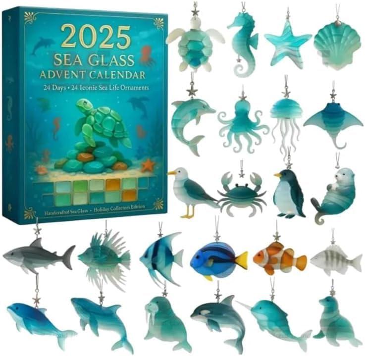 Sea Marine Life Advent Calendar 2025,24 Days of Unique Marine Life Treasures, DIY Beach Ocean Themed Christmas Countdown Calendar for Kids & Collectors