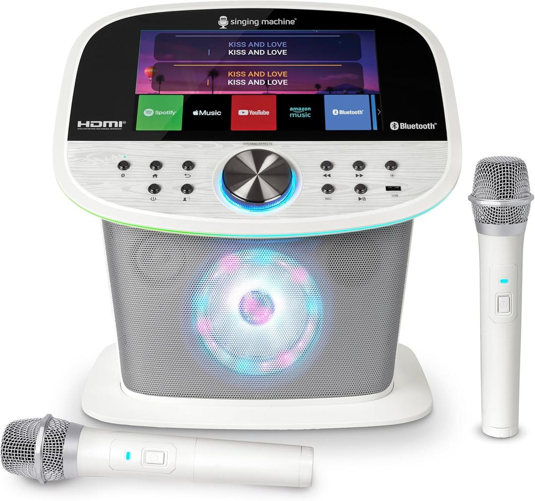 Singing Machine Platinum Plus – Wi-Fi Karaoke Machine for Adults & Kids with 2 Wireless Microphones, Bluetooth Party Speaker, Voice Effects, YouTube & Spotify Streaming – The Ultimate Party System