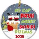 Funny Christmas Ornament 2025  No Cap Bruh Merry Skibidi Rizzmas  Gen Z Slang Holiday Decoration, Trendy Meme Ornament, Gag Gift, Secret Santa, Stocking Stuffer