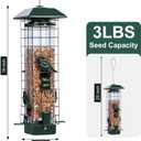 Squirrel Proof Bird Feeders for Outdoors, Metal Wild Bird Feeder for Outside Hanging, 4 Ports Perches, 3LB Large Capacity (Green)