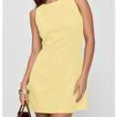 WDIRARA Women's Polka Dots Mini Dress Crew Neck Sleeveless Backless Short Party Dresses Yellow Solid Small (Yellow, S)