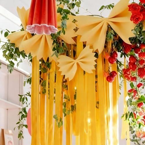 SATINIOR 18 Pcs DIY Pasta Party Decorations Italian Food Themed Yellow Streamer DIY Craft Pasta Night Party Decor for Italian Pizza Spaghetti Baby Shower Birthday Decorations