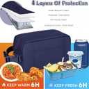 NOL Natural Organic Lifestyle Freezable Snack Bag, Leakproof Cooler Lunch Bag, Reusable, Zip Closure with Buckle Handle Nylon Waterproof Snack Box for Work Travel-Navy blue