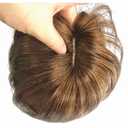 Real Human Hair Topper Light Thin Clip in Hair Bangs for Women and Men 6 inches Middle Part Straight Hairpieces (Light Brown)