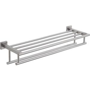 Bathroom Towel Rack with Double Towel Bar Bathroom Hotel Shower Shelf SUS304 Stainless Steel Modern Wall Mounted Holder 28 Inch Brushed Nickel