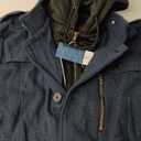 CREATMO US Men's Classic Pea Coat Wool Blend Trench Coat Windproof Business Overcoat With Detachable Hood Size 2XL