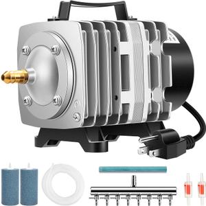 VIVOSUN Air Pump Kit, with 40 W 1110 GPH Commercial Air Pump, 8-Way Splitter, 2 Pcs Air Stones, 25 ft Air Tubing, 2 Pcs Check Valves, for Aquarium, Fish Tank & Hydroponics
