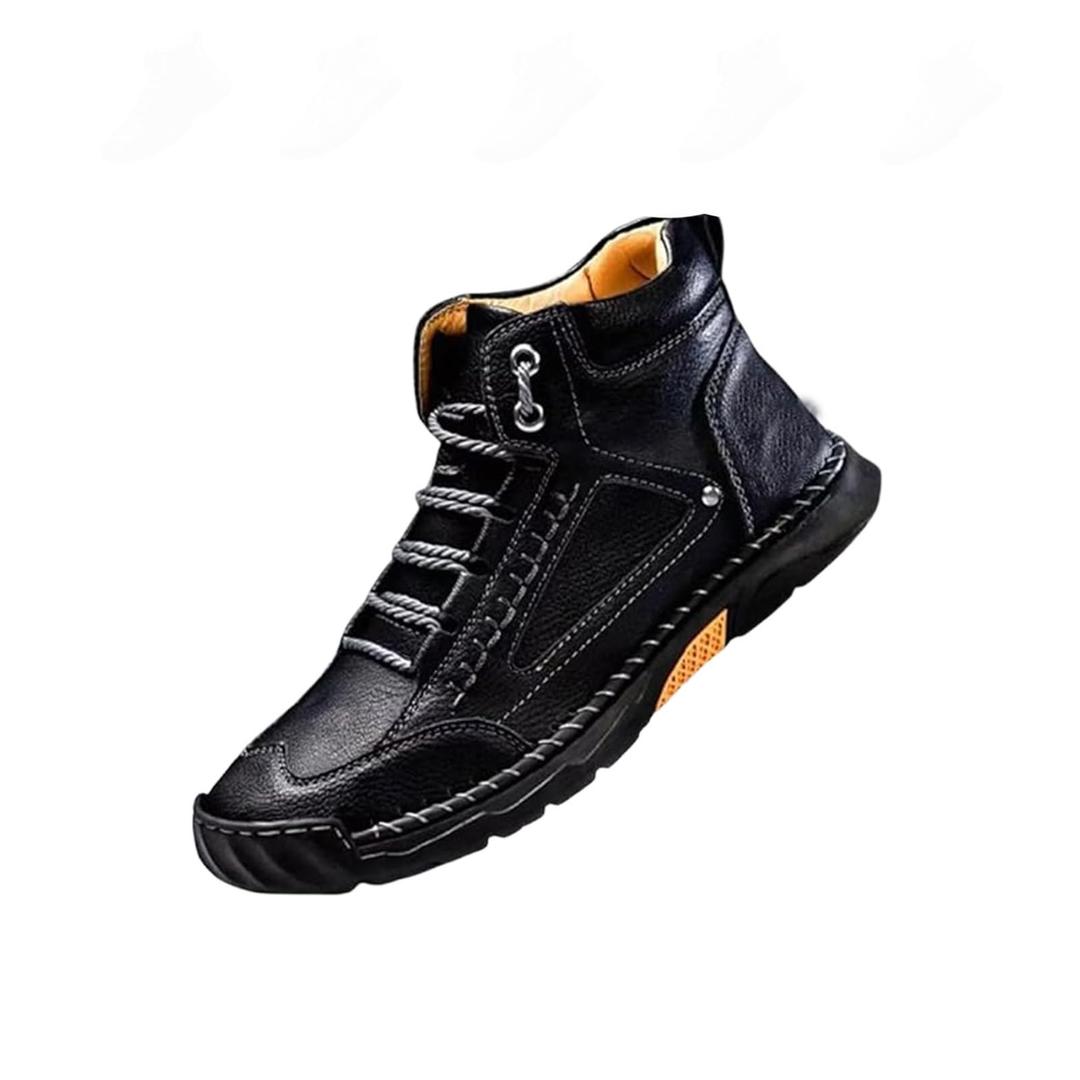 Men's Orthopedic Waterproof Leather Work Boots - Wide Width, Arch Support, Comfortable Handmade Outdoor Ankle Boots, Size 11