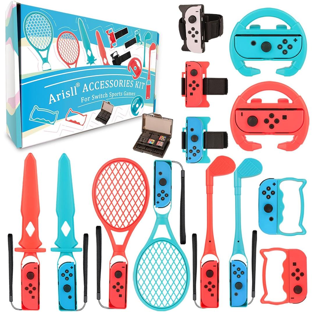 Switch Sports Accessories - Arisll 14 in 1 Switch Sports Accessories Kit for Nintendo Switch Sports, Family Accessories Bundle Kit Compatible with Switch/Switch OLED Sports Games
