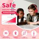 MIDOLA Kids Headphones Bluetooth 5.3 Wireless 60H Play Time Volume Limit 85/110dB Over Ear Foldable Protection Headset/Wired AUX Cord Mic for Children Boy Girl Travel School Phone Pad Tablet Red