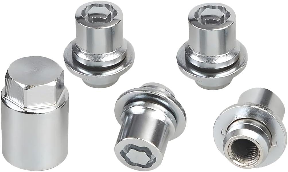 HZEL Car M12 x 1.5 Wheel Lock Lug Nut Set, Anti-Theft Chrome 4PCS Cone Seat Tire Locking Nut Kit with 1 Key, OEM#00276-00900 Automotive Replacement, Compatible with Celica ES330 ES350