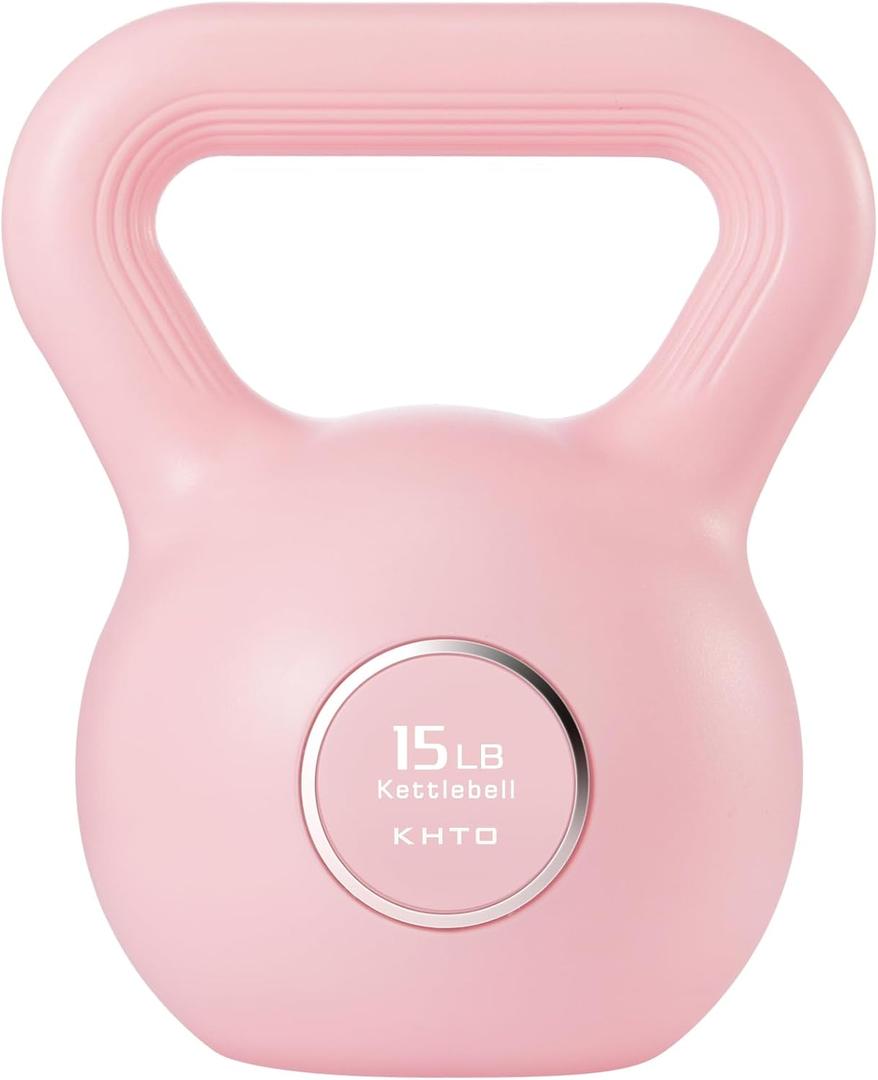 KHTO Kettlebells Fitness Exercise-Pink Strength Training Kettlebell Sets,Dumbbell Weights for Home Gym Equipment, 15LB