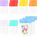 Pill Pouch Bags Pack of 21 4" x 3" Zipper Pill and Vitamin Organizer Pouches with Slide Lock for Travel Medicine Reusable Storage Pouches Bags Clear, 7 Colors for Week