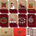 Funrous 40 Pack Christmas Money Cards Merry Christmas Cash Gift Cards Holder Winter Holiday Snowman Santa Claus Card Holder with Envelopes and Stickers for Xmas Decoration Party Favors (Classic Style)