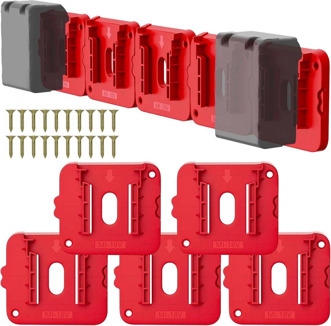 Battery Holder Compatible for Milwaukee 18V Battery, Wall Mount Batteries Storage for Work Van, Shelf, Toolbox - 10 Pack, fit for 48-11-1880