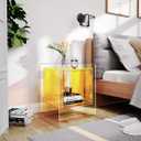 Acrylic Nightstand Colorful Bedside Table with Open Storage Shelf,Clear Side Table for Living Room (1, Yellow)