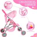GAGAKU Baby Doll Stroller for Toddlers, Foldable Toy Stroller with Storage Basket and Bag, Diapers - Reborn Doll Accessories for Girls & Kids Ages 3+, Pink