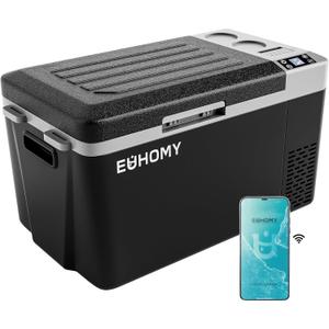 EUHOMY 12 Volt Refrigerator, 24QT(23L) Electric Cooler, Car Fridge APP Control, Car Refrigerator 12/24V DC 110-240V AC, Portable Freezer Usable Battery for Camping, Travel, Truck, Outdoor