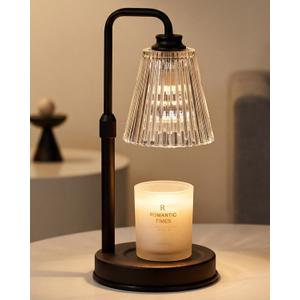 Candle Warmer Lamp with Timer Dimmable Crystal Vertical Stripe,Mothers Day Birthday Gifts for Women Mom, Adjustable Candle Warmer with 2 Bulbs, Black Candle Lamp for Jar Scented Candles, Home Decor