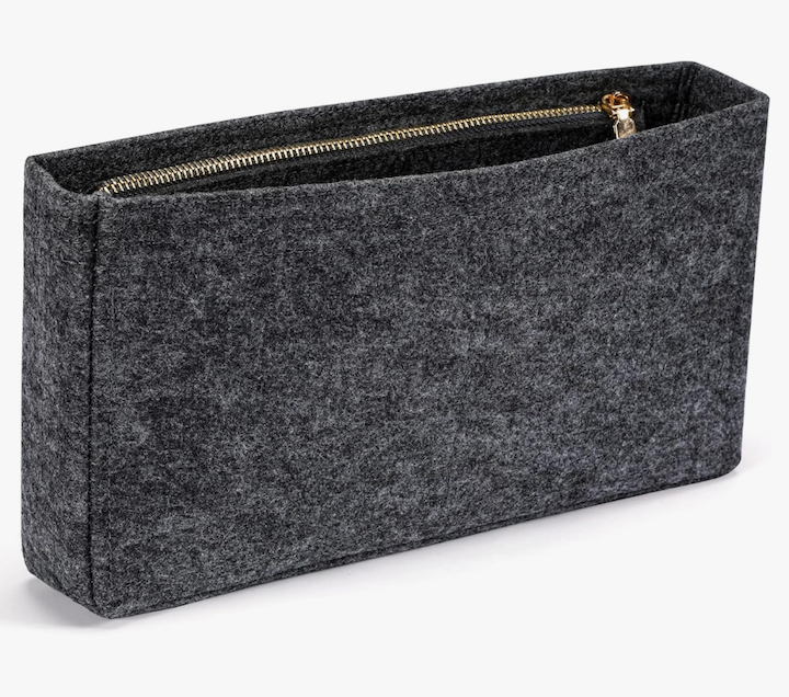 HyFanStr Small Purse Organizer with Zipper, Felt Insert Bag Organizer Handbag Tote Liner Pouch for Women