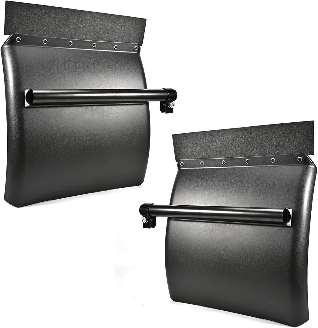 Quarter Fenders for Semi Truck, 24" x 24" Black Poly, Tube Bracket and Mounting Hardware Included, Right Left, Plastic Quarter Fender Kit Set