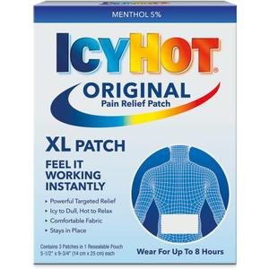 Icy Hot Original XL Pain Relief Patch (3 Count) for Back and Large Areas, 1 Count, Pack of 3