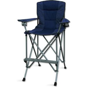 RMS Extra Tall Folding Chair - 31" Seat Height Director Chair for Camping, Home Patio and Sports - Portable and Collapsible with Footrest and Carrying Bag - Up to 300 lbs Weight Capacity (Blue) (Blue)