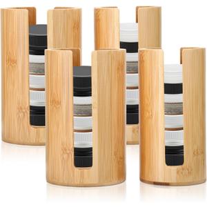 LemonRoad 4 Packs Mason Jar Lid Organizer Vertical Bamboo Storage Holder Fits Wide Mouth and Regular Mouth Mason Jar Accessories for Canning Lid Kitchen Rack Cabinet Organization (Double Sided Open)