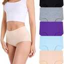 HAVVIS Women's Briefs Underwear Cotton High Waist Tummy Control Panties Rose Jacquard Ladies Panty Pack of 5 XXL