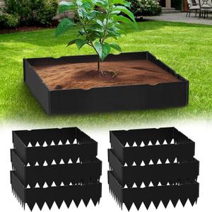 Planting Grow Rings, Garden Landscape Edging Border Ring, Square 16 Inch, Perfect for Deep Watering Veggies Herbs & Flowers, Protection and Edging of Garden Plants, Pack of 6, Black