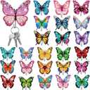 Landical 25 Pcs Butterfly Diamond Painting Kits for Adults DIY Diamond Art Painting Wall Hook Key Holder Butterfly Wall Hooks Rhinestone Dot Gem Art Kits Sticky Hooks for Towel Hat Kitchen Decoration