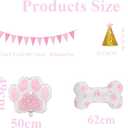 Dog Party Supplies Decorations Cute Dog triangle banner Birthday balloon Lets Pawty Birthday Pink Hat Dog Paw Balloons for Dog bone Party Decorations