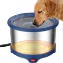 6.5L Heated Water Bowl, Stainless Steel Outdoor Heated Dog Bowl with Anti-Chew Cord, Large Capacity Heated Pet Slow Drinking Dish Provide Warm Water in Winter for Dogs (Blue)