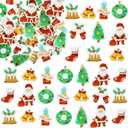 4 x Ephlyn 48Pcs Edible Christmas Cake Toppers Wafer Paper Christmas Cupcake Decorations Xmas Cookie Decorations for Xmas Festival Birthday Party Food Decor Green