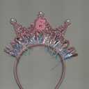 Zeyune 6th Birthday Crown Headband for Girls, Princess Tiara Glitter Pearl Hair Band, Happy Birthday Decorations and Gifts Hair Accessories for 6 Year Old Party