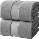 Infinitee Xclusives Luxury Bath Sheets Towels  2 Pack 600 GSM (35X70 Inches) 100% Ring Spun Cotton Large Bath Towels for Bathroom (Charming Grey, Bath Sheet Pack of 2)