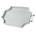 Shagreen Decorative Large Serving Platters Tray with Handles for Coffee Table Decor Modern Elegant Scalloped Ottoman Tray(Ice Blue, 22.6'' × 13'')