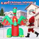 GOOSH 6 FT Christmas Inflatables Dinosaur Outdoor Decorations Blow Up Christmas Tree Yard T Rex with Xmas Hat with Built-in LEDs for Holiday Party Indoor Garden Lawn Decor
