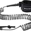 WOOWAVE SUP Leash 11 Foot Coiled Stand Up Paddle Board Surfboard Leash Stay on Board Ankle Strap with Waterproof Wallet/Phone Case (Clear Black Core)