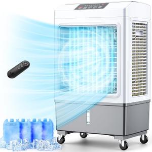 BALKO Evaporative Air Cooler, 2100CFM Windowless Air Conditioner Cooling up to 700 Sq.ft, Swamp Cooler Air Conditioner w/2 Modes & 3 Speeds, 7H Timer & Remote, Portable for Room Garage Patio