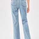 WDIRARA Girl's Cut Out Ripped Pocket Flare Leg Zipper Denim Jeans High Waist Pants