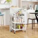 HDANI 3 Tier Rolling Cart,Heavy Duty Multifunctional Metal Frame-Supports 22 Lbs Per Tier,Rolling Cart with 2 Lockable Wheels for Office,Home,Bedroom,Kitchen,Bathroom (White), Small Mesh