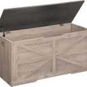 CHOEZON Storage Chest, 39.4" Wooden Storage Trunk, Retro Storage Bench with Safety Hinge, Toy Chest Storage, Farmhouse Style, for Bedroom, Living Room, Charcoal Gray and Greige MCW10HC, 39.4"L x 15.7"W x 19"H