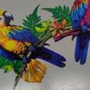 ULENDIS 2 Pack Metal Parrot Wall Decor, 11.8" Bright Color Tropical Bird Macaw Outdoor Wall Art Patio Fence Decorations, Hanging Bird Decor for Garden Yard Living Room Bedroom Balcony