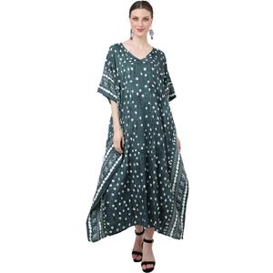 Miss Lavish London Short Caftan Beach Dress, Plus Size African Kaftan, Womens Resort Wear, Cruise, Caribbean Vacation Coverup (Medium, 162-soothing Green)