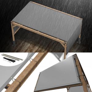 ShadeMart 8' x 16' Waterproof Pergola Grey Sun Shade Canopy Replacement Cover UPF50, Commercial 260 GSM Cloth for Outdoor Patio, Include Stainless Steel Weighted Rods 