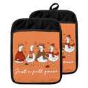 GOOZHO Fall Goose Pot Holders with Pockets, Goose Lover Gifts, Autumn Maple Leaf Funny Cozy Geese Oven Pot Holders Heat Resistant Oven Mitts Hot Pads for Kitchen Baking Cooking